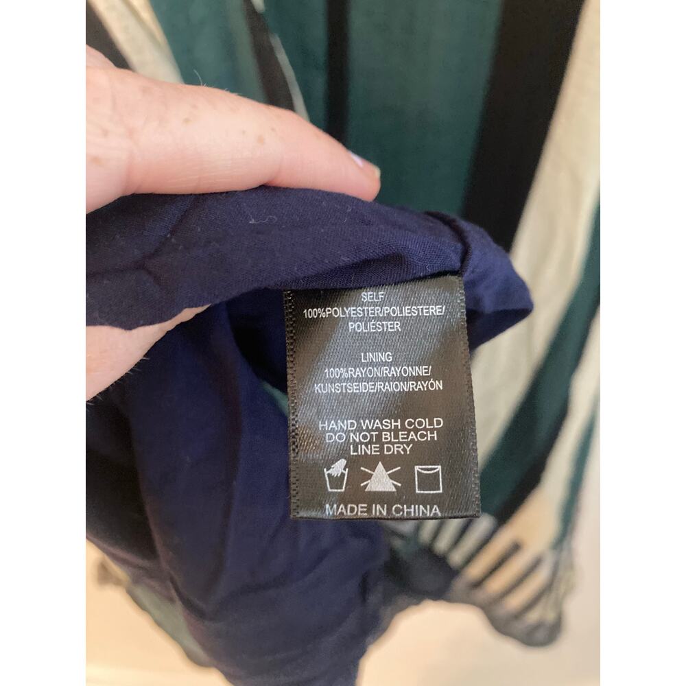 EUC Anthropologie Sunday in Brooklyn Leger Striped Dress XS Green White Black - Picture 10 of 11